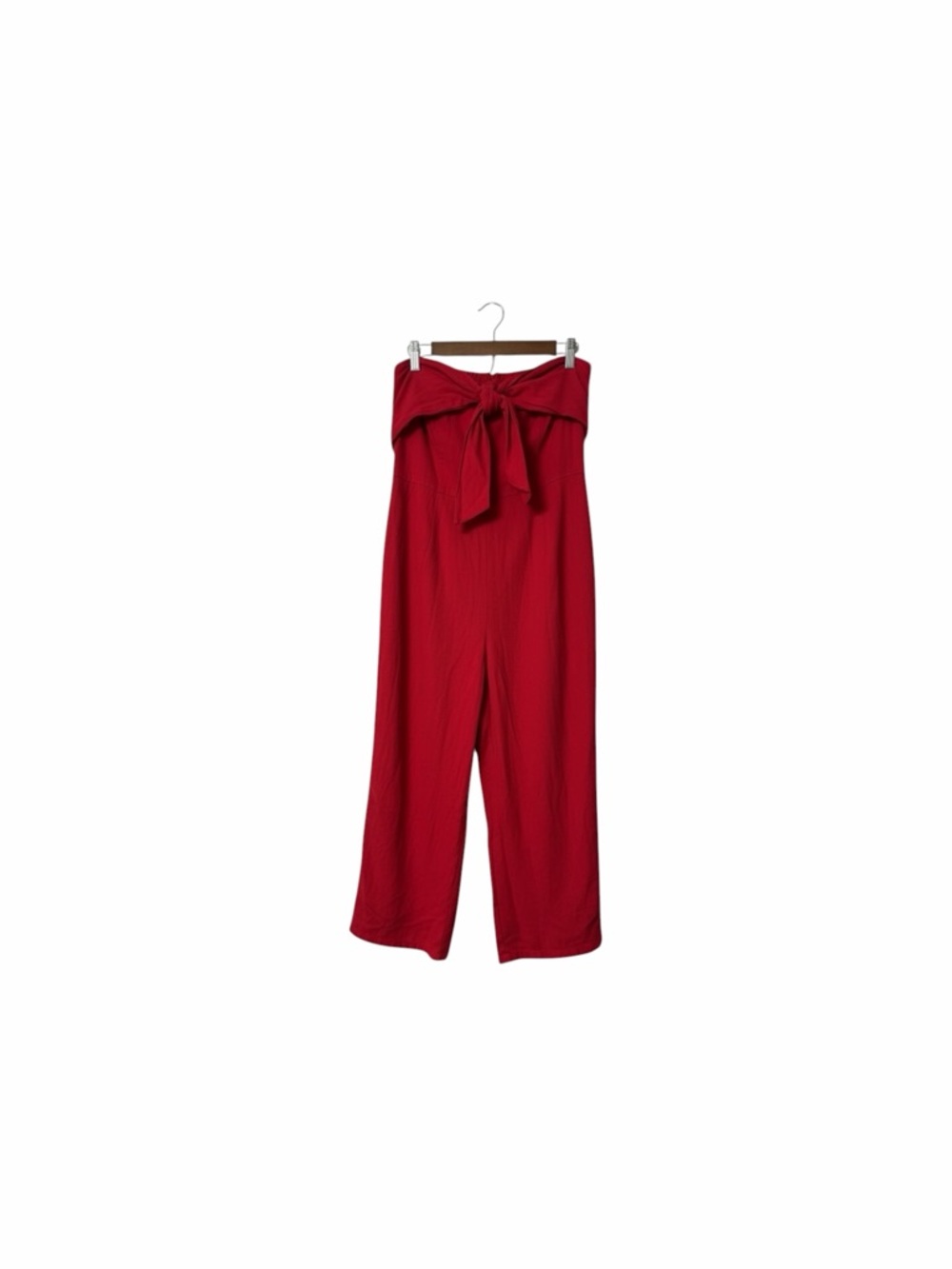 Gypsies & Moondust Red Strapless Tie-Waist Wide-Leg Jumpsuit with Bow